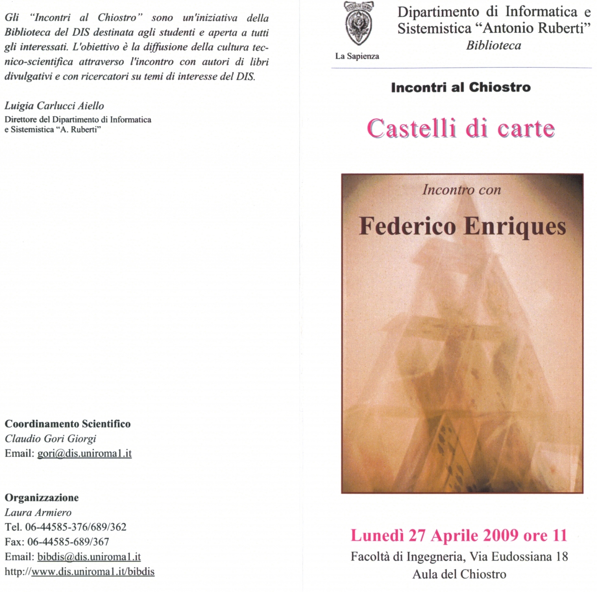 incontri al chiostro castelli di carte federico enriques