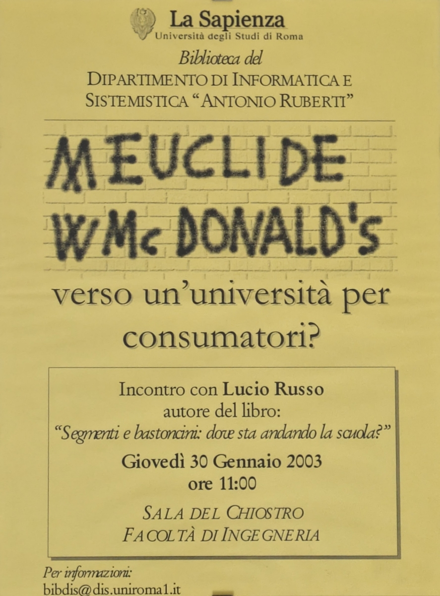 Incontri al chiostro 2003 - abbasso euclide w mcdonald's lucio russo