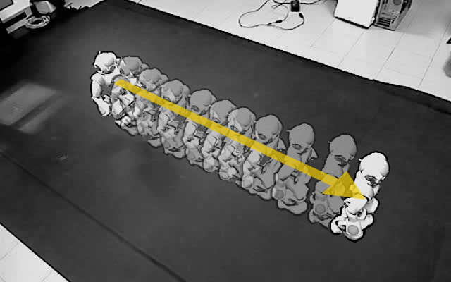 Snapshots of experiments - line trajectory.
